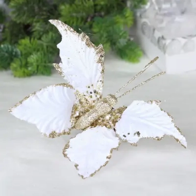 Украшение новогоднее «Волшебная бабочка» 24*14 см, Белый/шампань