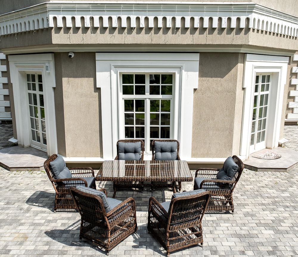 "Цесена" обеденная группа плетеная из искусственного ротанга, цвет коричневый