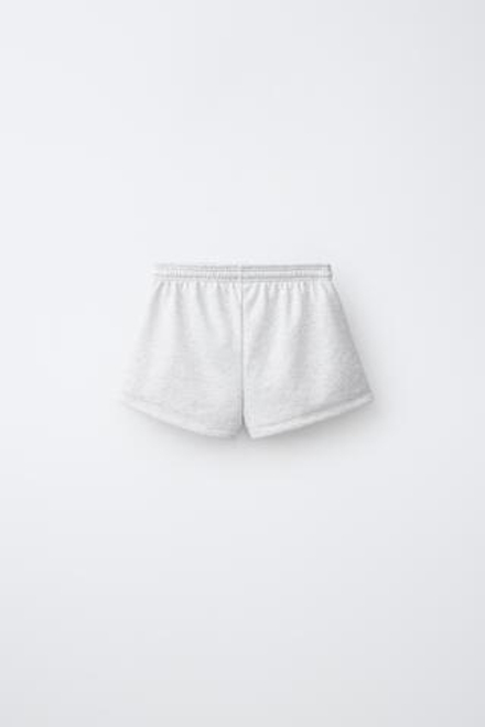 ZARA ШОРТЫ С ПРИНТОМ-НОМЕРОМ, СЕРЫЙ МЕЛАНЖ