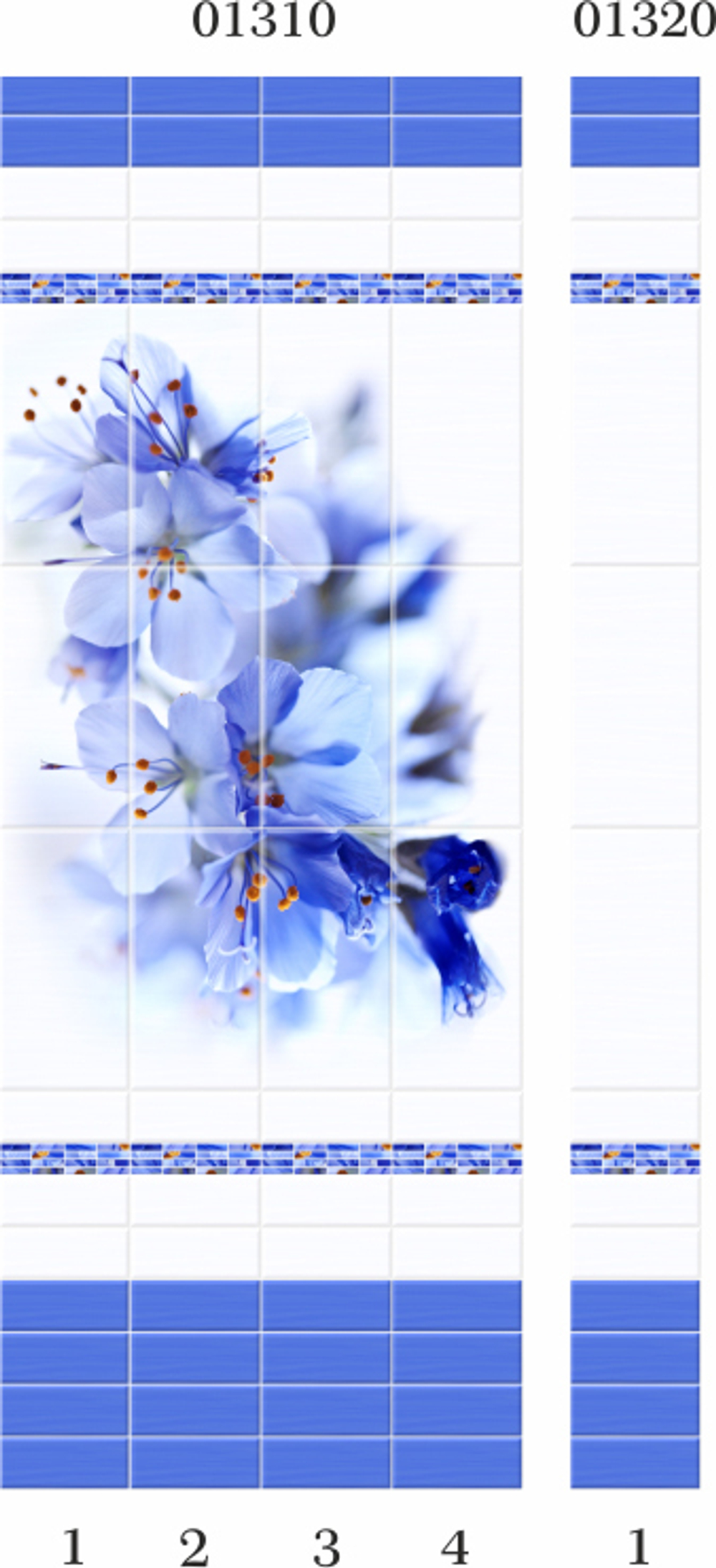 Панель ПВХ фотопечать 3D Panda Синий цветок 2700х250 мм