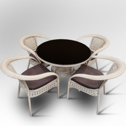 Обеденная группа из искусственного ротанга стол Сантос + 4 кресла Руардин Wood