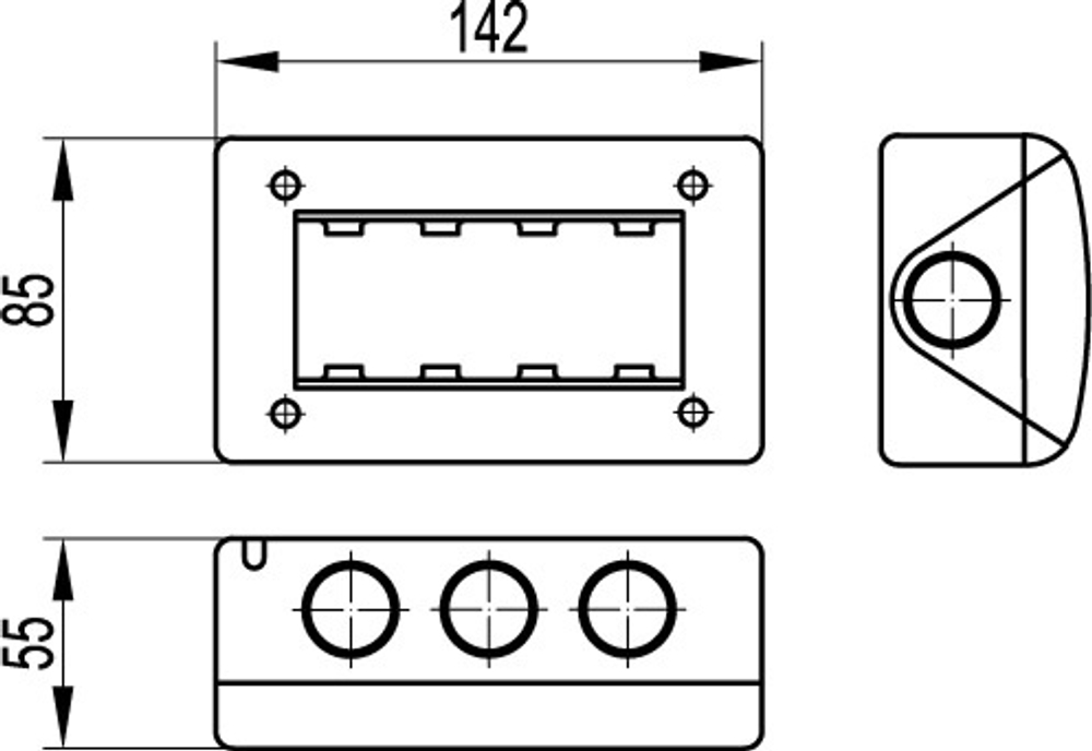 Модульная настен. коробка для эл/устан. изделий VIVA, IP40,4мод. DKC