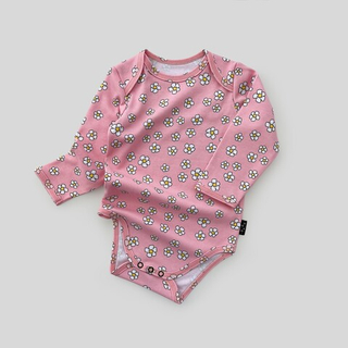Боди с длинным рукавом (ромашки на розовом)
