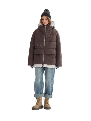 Куртка с контрастной отделкой в шоколадном цвете