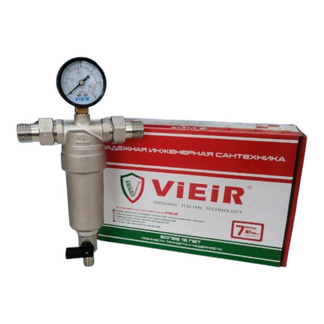 Фильтр самоочищающийся с монометром со латунным корпусом VIEIR