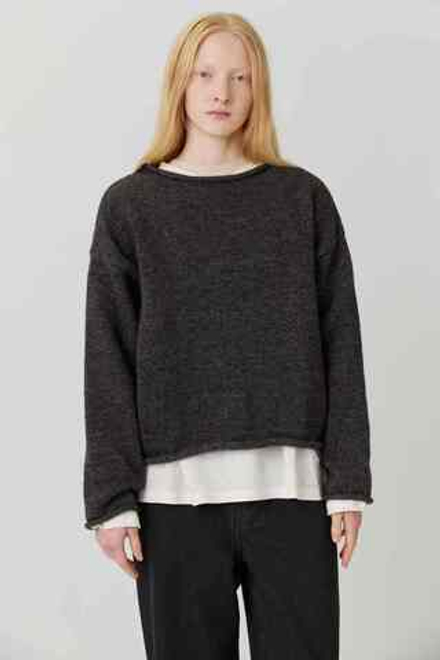 Рыбацкий свитер из шерсти темно-серого цвета