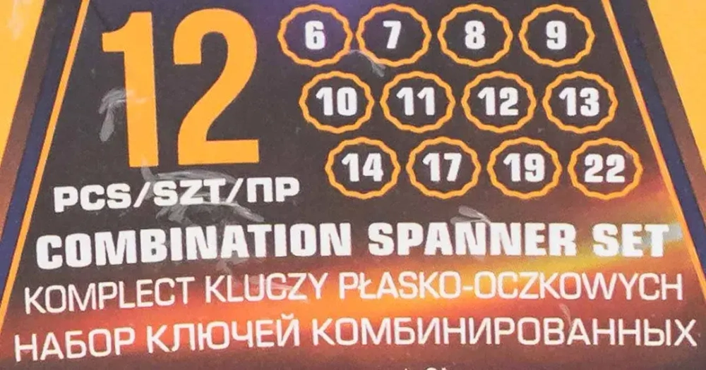 Ключи комбинированные. набор 12пр (6-14, 17, 19, 22мм) MEGATOOLS MT-5123MP