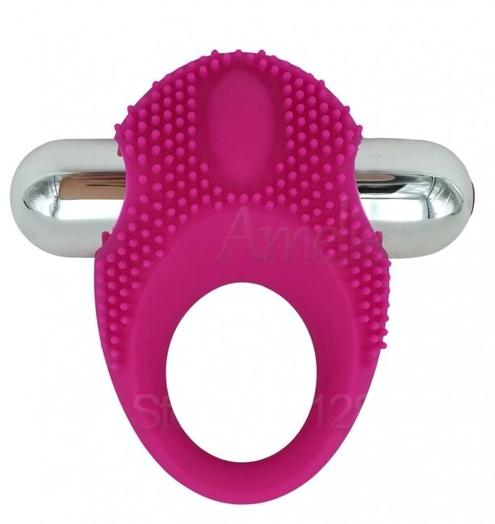 Эрекционное рельефное силиконовое кольцо с вибрацией Onjoy Silicone Collection (розовый) (Цвет: розовый)