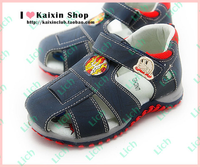 Сандалии детские высокие из кожи и текстиля на липучках