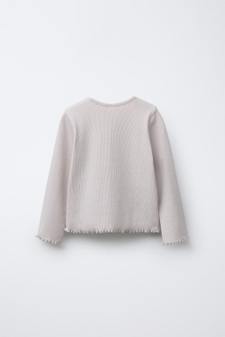 ZARA ФУТБОЛКА В РУБЧИК С СЕРДЦЕМ, ЦВЕТ ЛЬДА