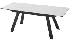 Стол МОРИС-2 140 MATTE БЕЛЫЙ МРАМОР, керамика / Черный каркас, М-City