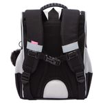 Ранец GRIZZLY анатомическая спинка, с мешком для обуви, для девочек, "BLACKY", серый, 33х25х13 см, RAm-584-1/2