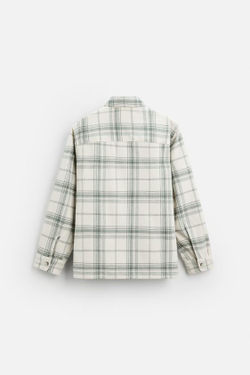 ZARA РУБАШКА ИЗ ФЛАНЕЛИ В КЛЕТКУ, ЖЕМЧУЖНО-СЕРЫЙ