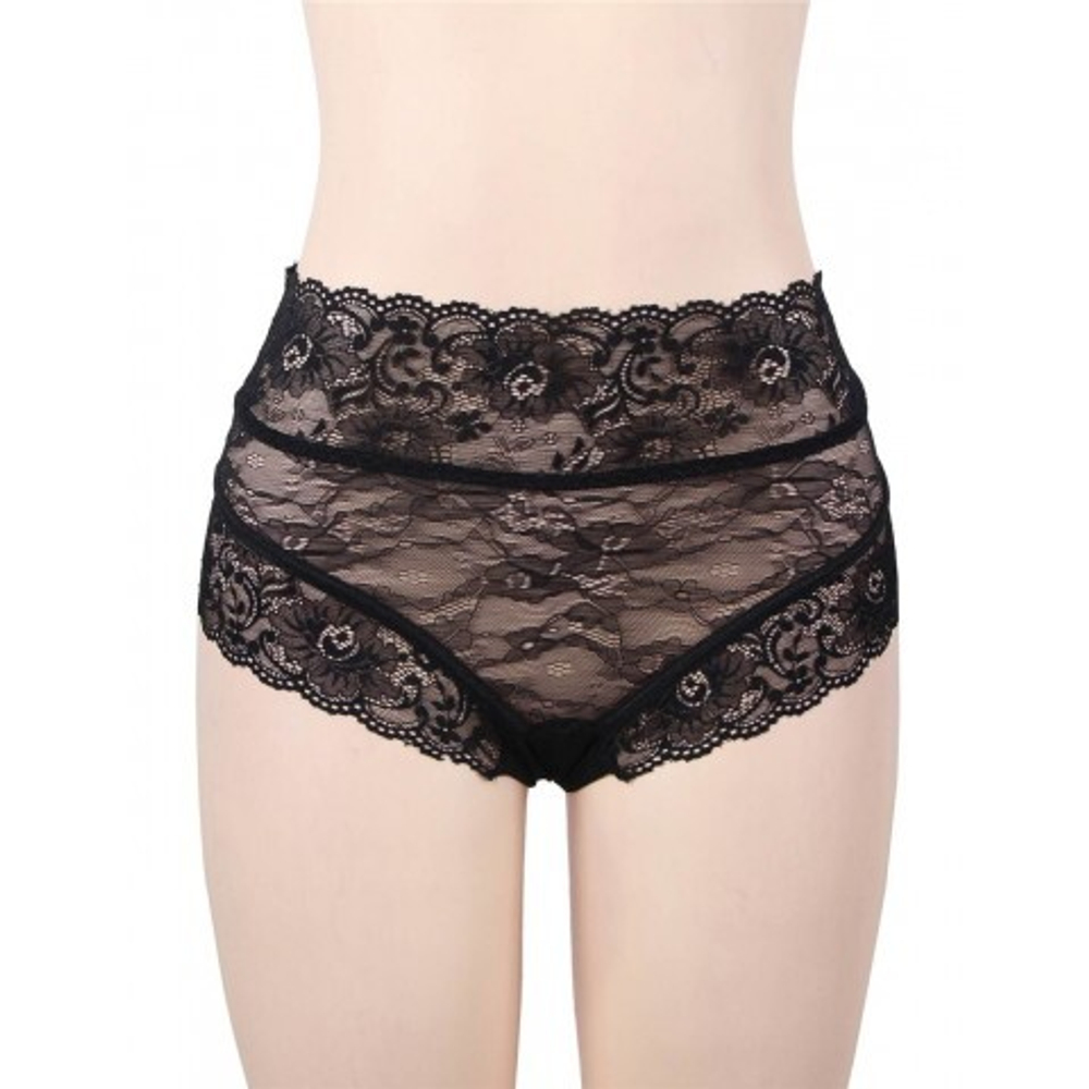 Трусики на высокой посадке с завязками, черные, 3XL-4XL