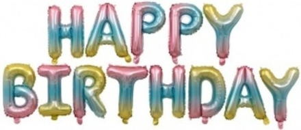 Набор шаров-букв (16""/41 см) Мини-, Надпись "Happy Birthday", Нежная радуга, Градиент, в упаковке 1. Б61