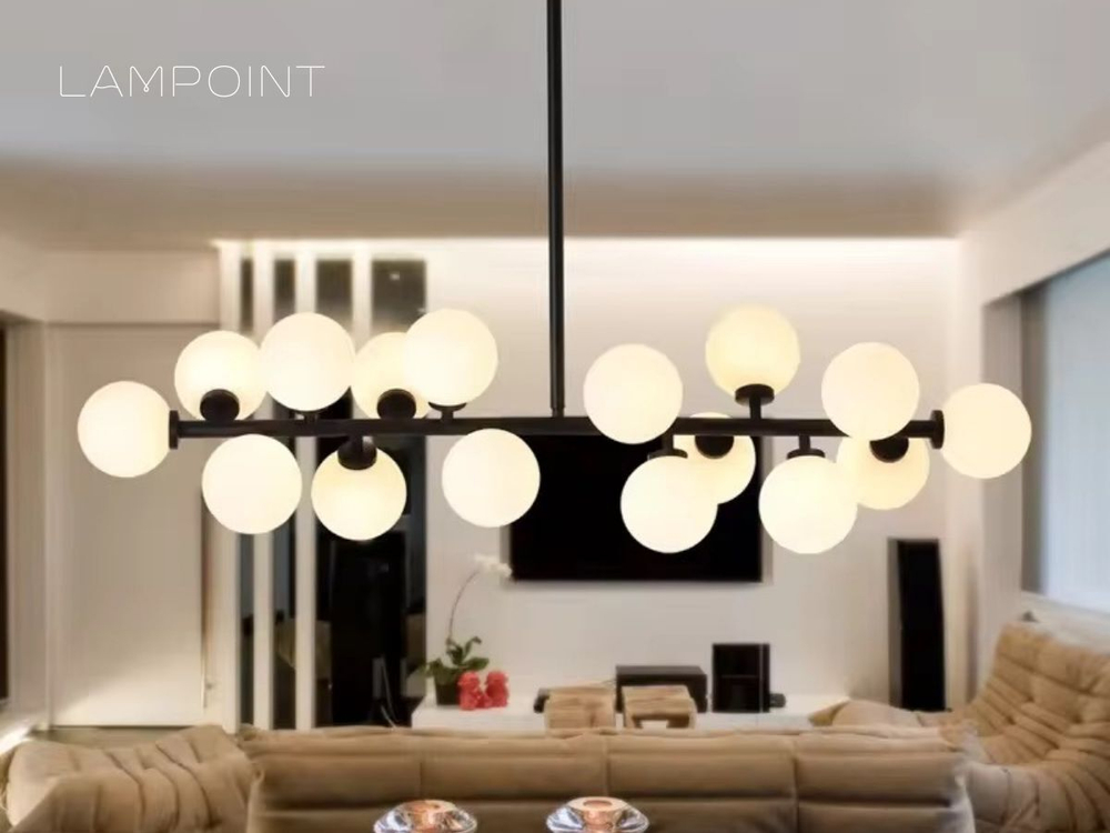 Люстра потолочная черная, люстра подвесная, потолочный светильник, G4, 16 матовых плафонов