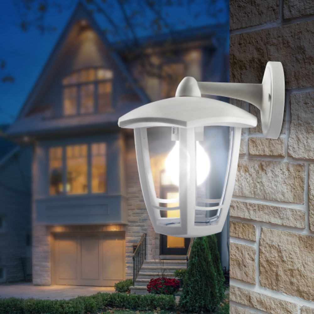 Садово-парковый светильник ЭРА НБУ 07-40-004 Дели 3 белый 6 гранный настенный IP44 Е27 max60Вт | Садово-парковые светильники