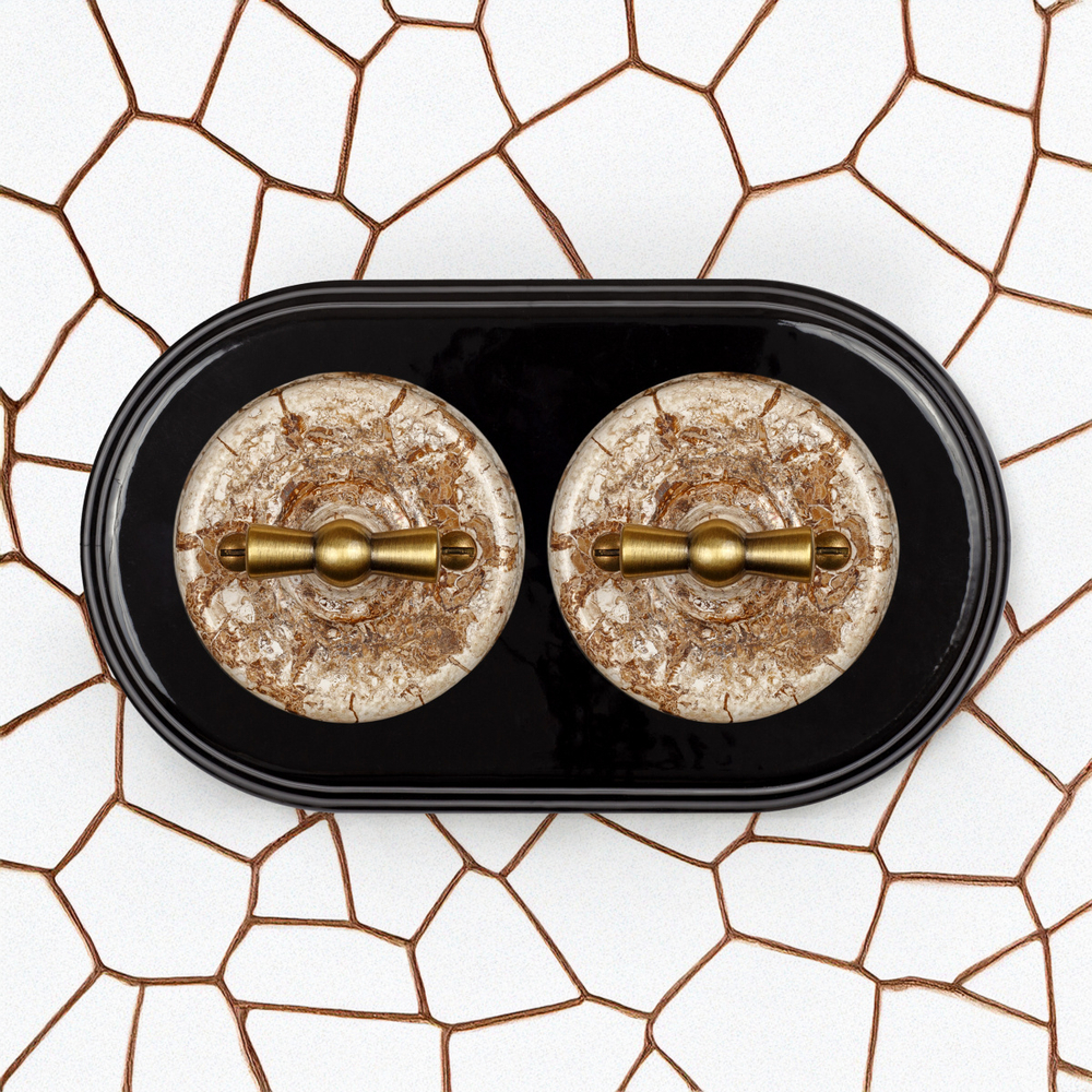 Рамка 2-х постовая, керамика, цвет черный BF2-620-03