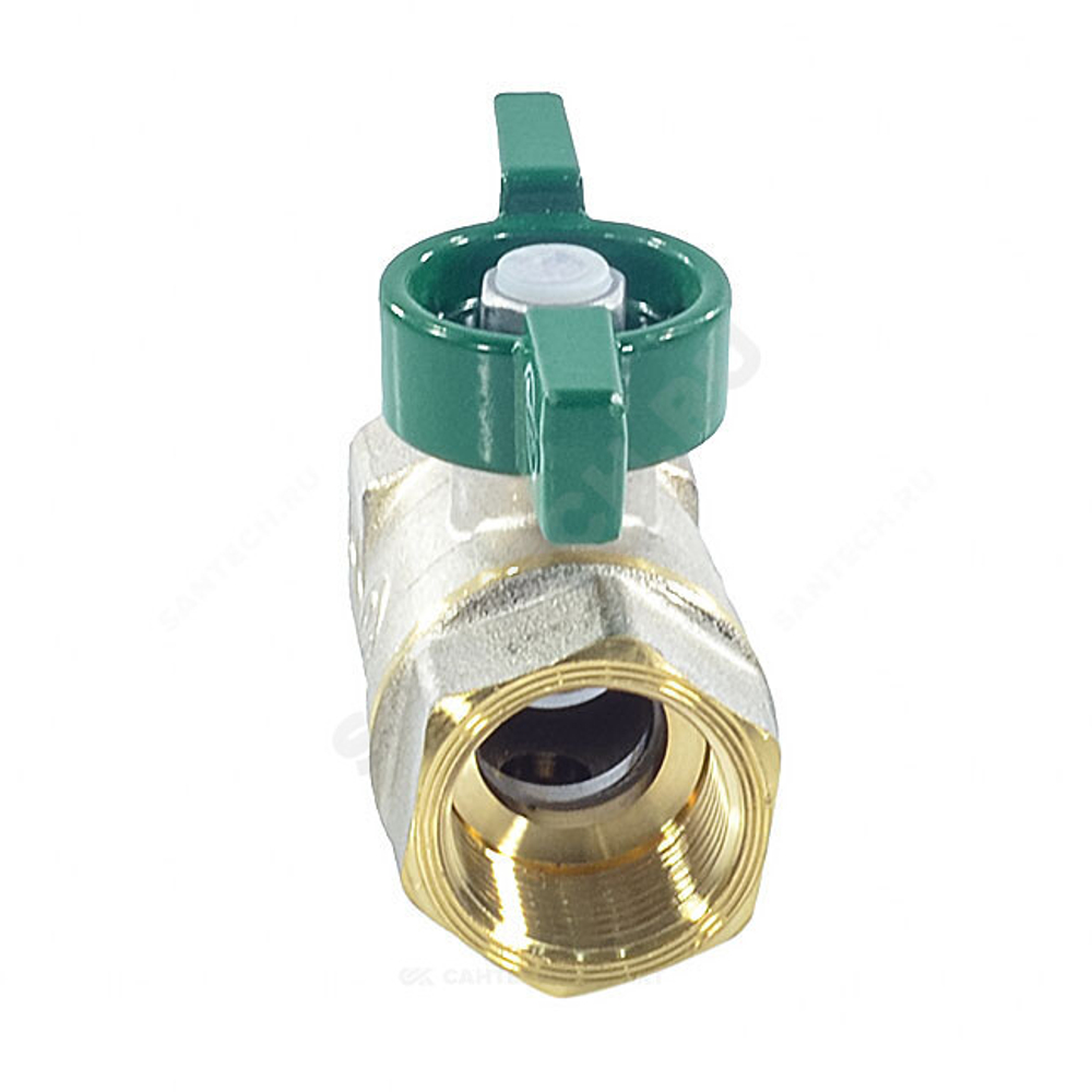 Кран шаровой латунь хром R251W Ду 25 Ру42 ВР бабочка зеленая Giacomini R251WX025