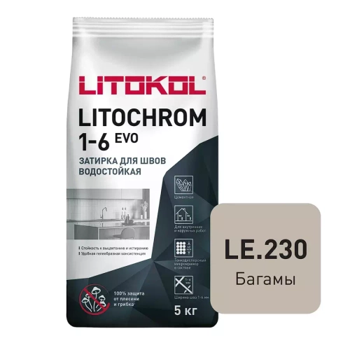 Затирка швов цементная Litokol Litochrom 1-6 Evo LE.240 венге, алюм.мешок 5 кг