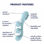 Мультифункциональный вибратор для тройной стимуляции Satisfyer Tri Ball 2 голубой