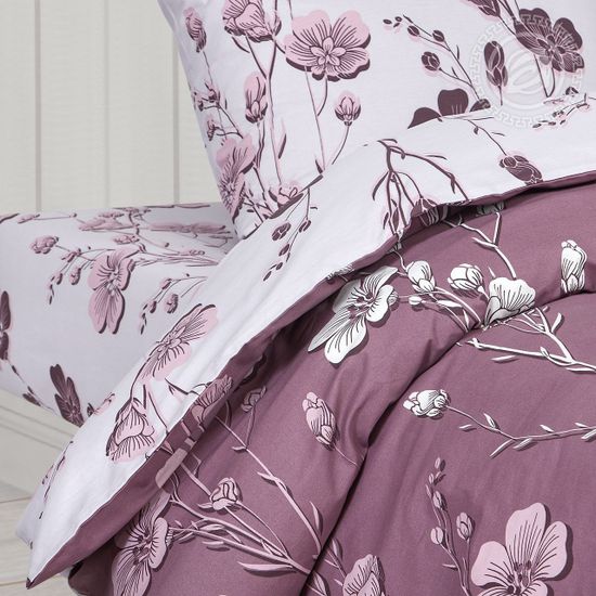 Евро комплект постельного белья Ночка с простыней на резинке поплин