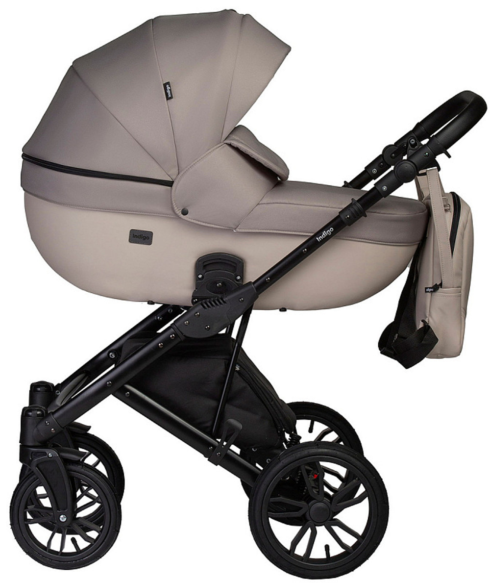 Детская коляска Indigo Mio S 3 в 1 01 св.бежевая кожа+бежевый