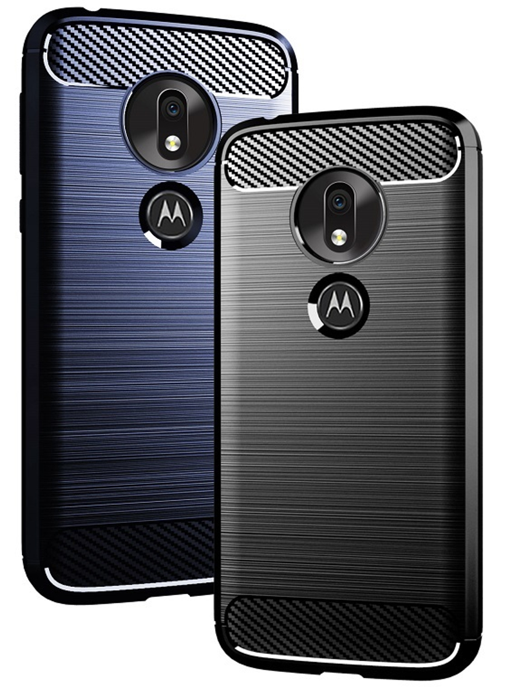 Чехол для Motorola Moto G7 Play цвет Blue (синий), серия Carbon от Caseport