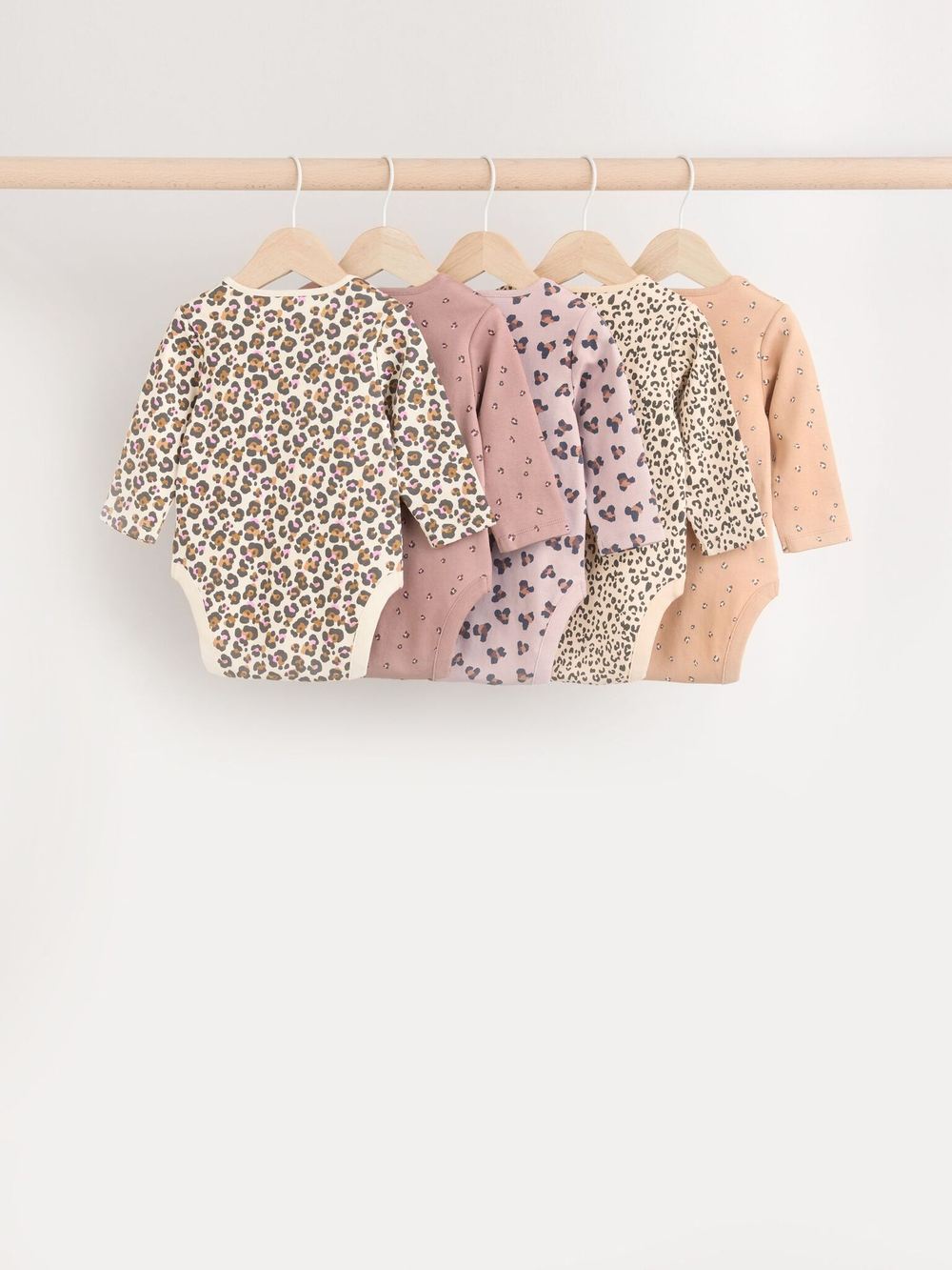 Боди с длинным рукавом для малышей Next B77-958, 5 шт., Бежевый, Розовый
