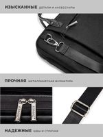 Сумка для ноутбука 15,6" и 17" с ремнем на плечо c функциональным дополнительным отделением (Черный)