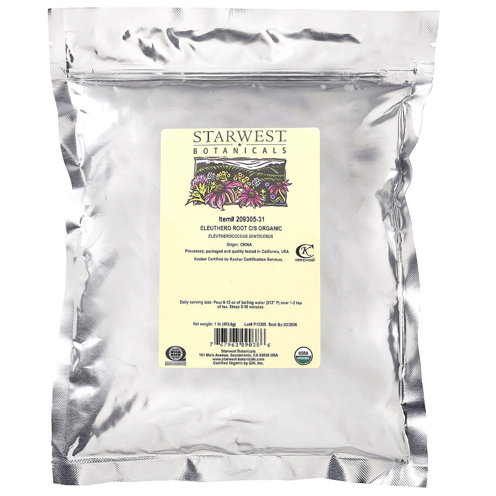 Starwest Botanicals, Органический корень элеутеро (C / S), 453,6 г (1 фунт)