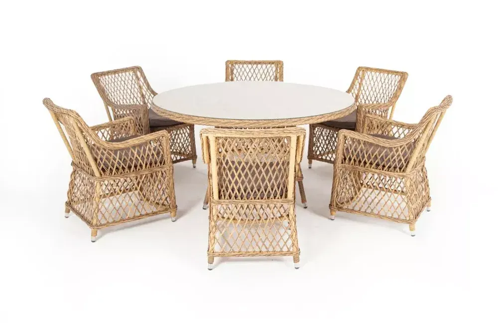 "Эспрессо–150 L" обеденная группа плетеная, цвет соломенный