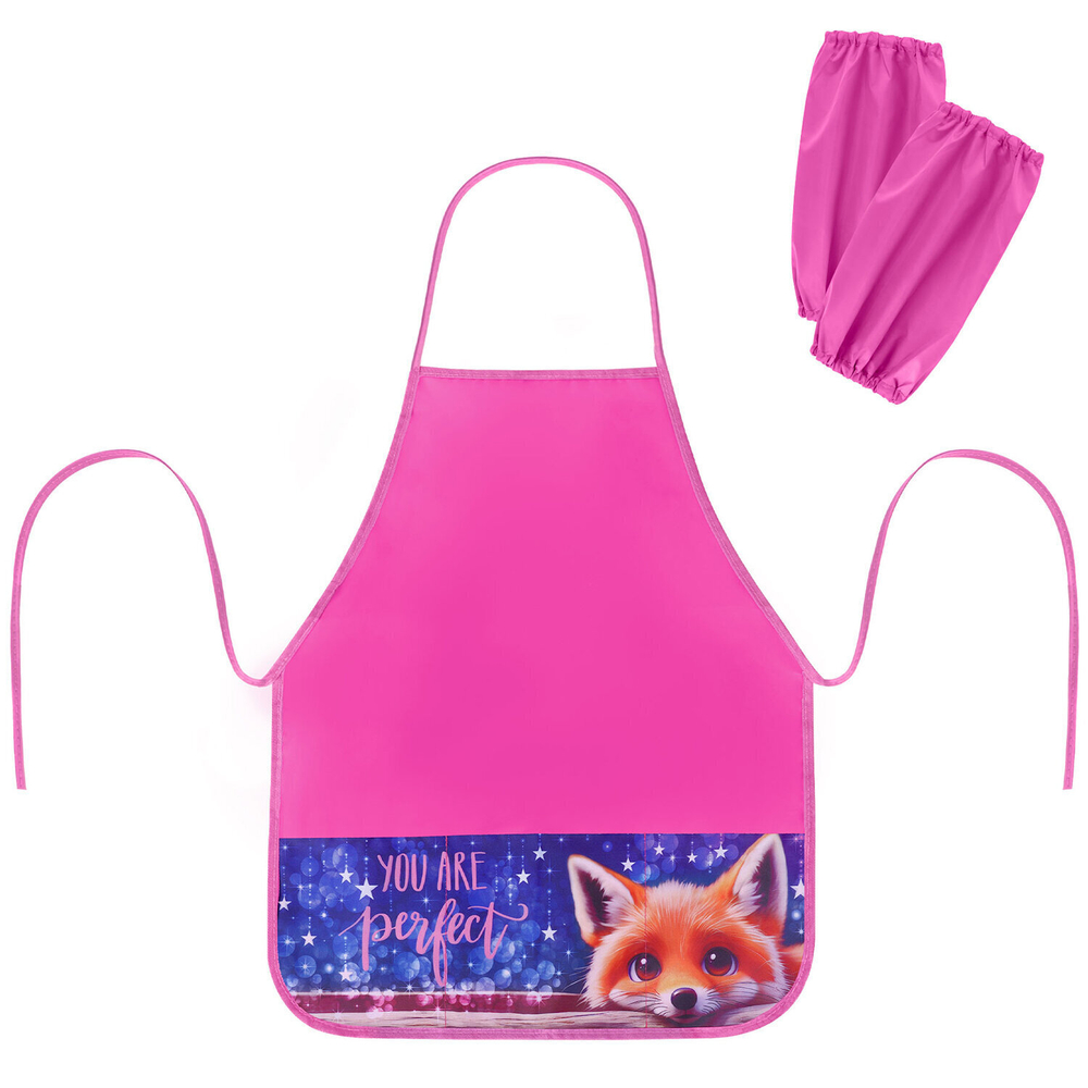 Накидка фартук с нарукавниками для труда BRAUBERG 3 кармана 46x54 см "Cute fox" (4 штуки в упаковке)
