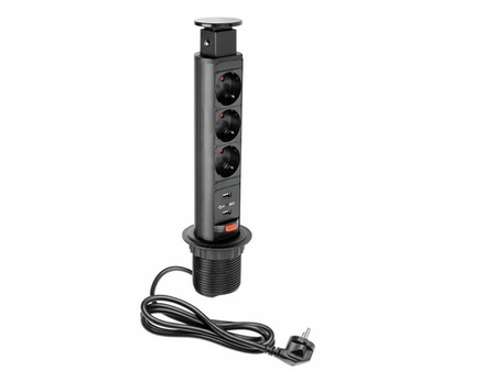 Блок розеток выдвижной вертикальный POP UP Compact с USB