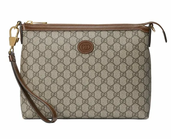 Сумка-мессенджер Gucci с переплетенными буквами G коричневый