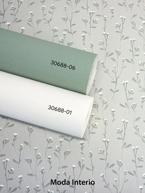 Обои флизелиновые, веточка на зеленом фоне, метровые, для спальни, Tenero (Moda interio, арт.32688-56)
