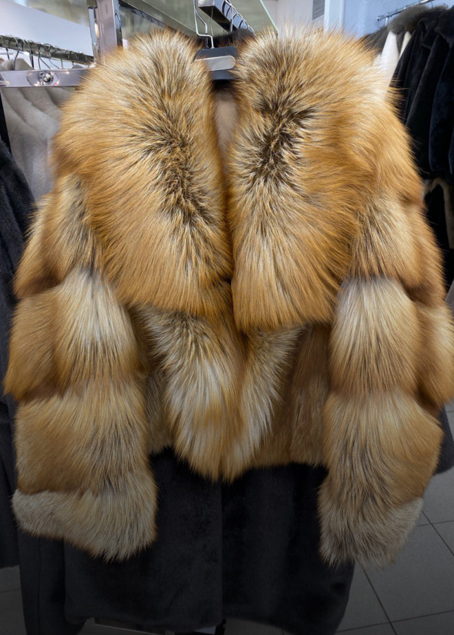 Шуба из лисы «огневки» рукав спираль 60см