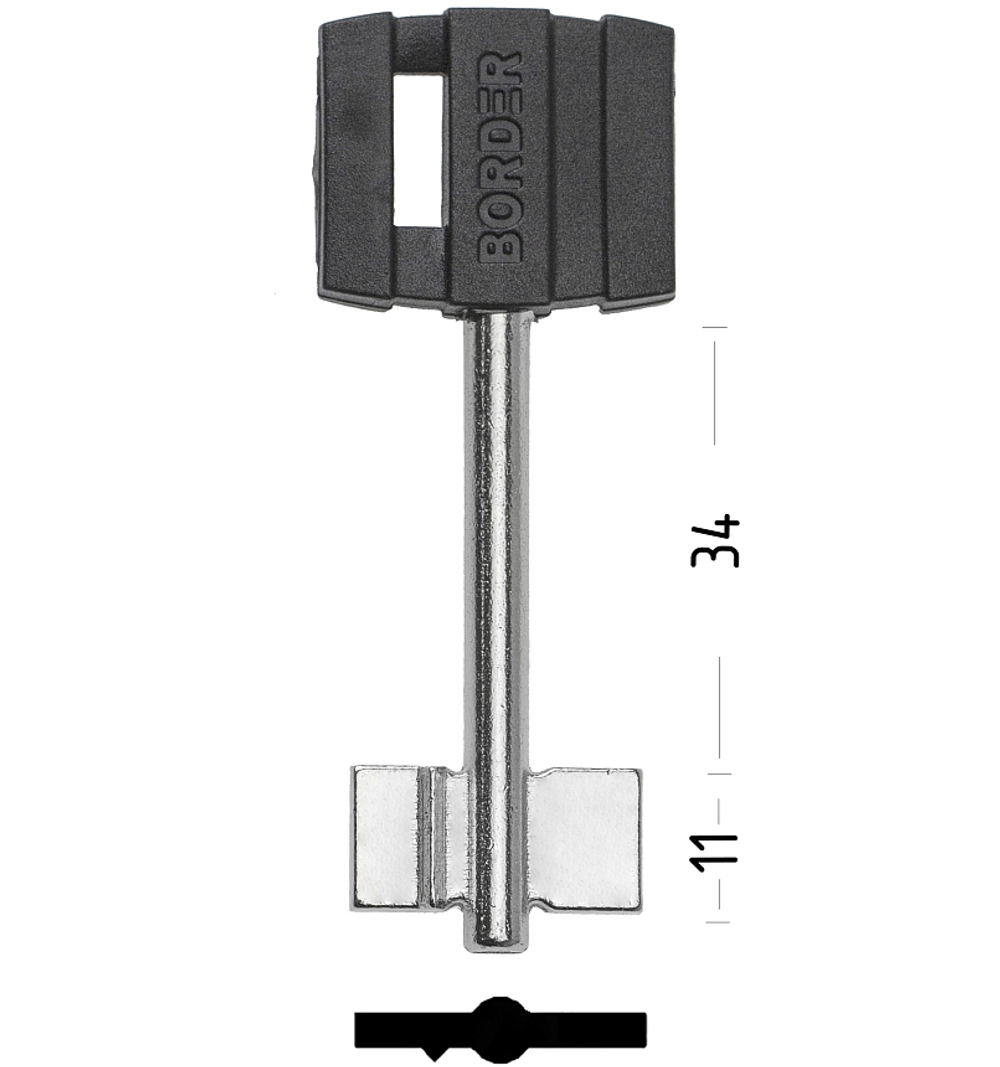 Заготовка сувальдного ключа 10641 127/1- Бордер-1 литье (72*22*0,9)(5) (BRD1DP)