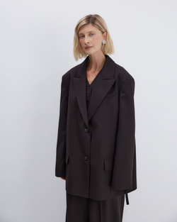 Жакет на пояске из шерсти Гуччи горький шоколад