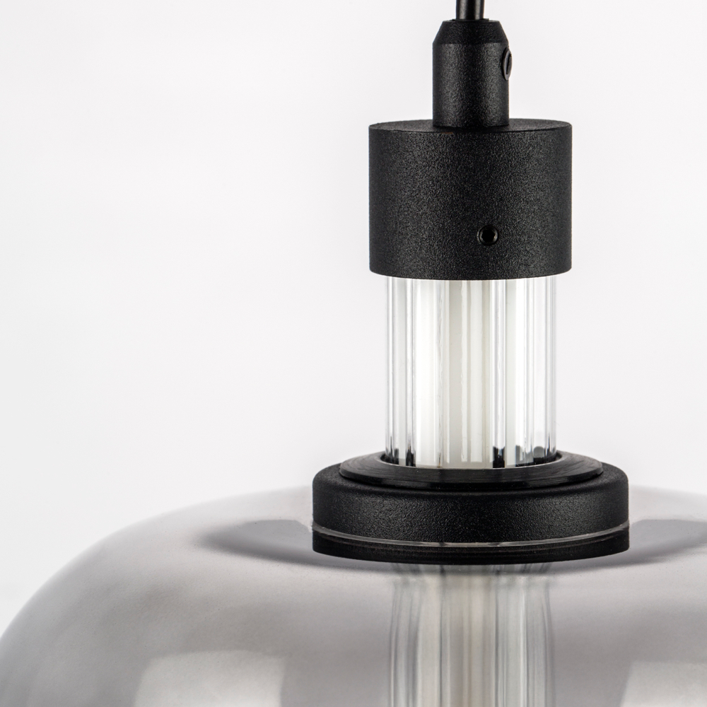 737527 Подвес EMISFERO 8W LED 250LM G ЧЕРНЫЙ/ПРОЗРАЧНЫЙ+ЯНТАРЬ 3000K