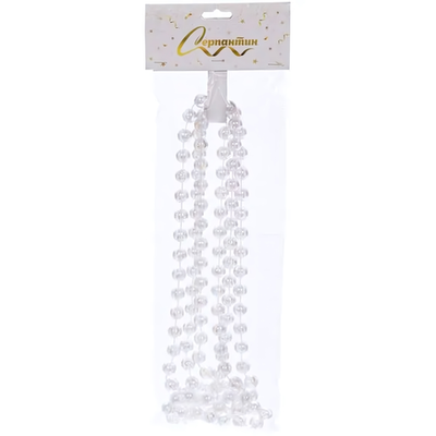 Бусы на ёлку 2,0 м "Шарик крупный" d-12 мм, Перламутр (Серпантин)