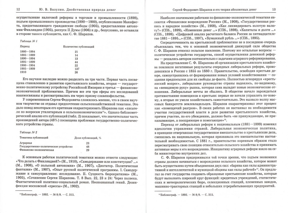 Двойственная природа денег. Русская экономическая мысль на рубеже ХIX-XX веков. Монография. Ю. В. Базулин_Уценка