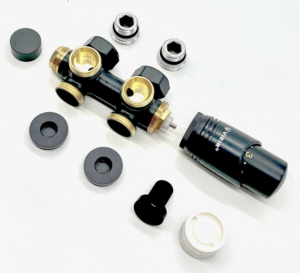 Универсальный комплект (СЕРЫЙ) для ниж. под. радиатора 1/2  ViEiR (24/1шт)