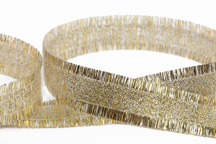 Тесьма металлизированная  с бахромой, 20 мм, под зол-сер.