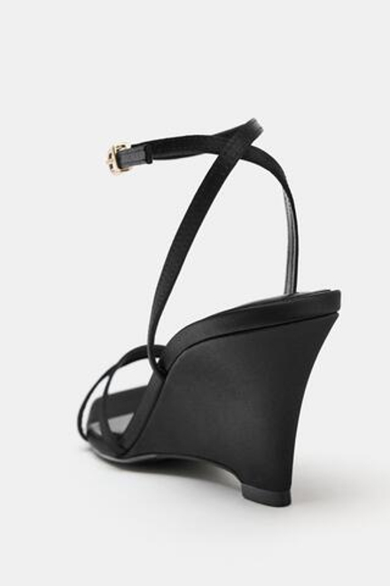 ZARA БОСОНОЖКИ НА ТАНКЕТКЕ, ЧЕРНЫЙ