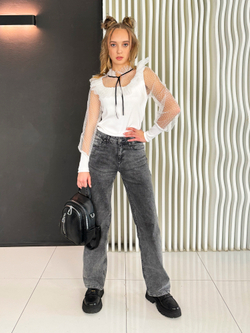 Блузка школьная для девочки с длинным рукавом белая