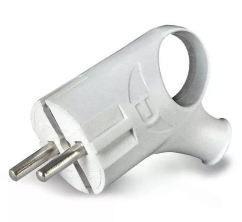 Вилка 16 А с/з угл с ушком белая UNIVersal