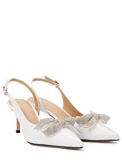 Женские босоножки белые с бантиком