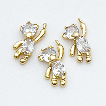 Подвеска Мишка (маленький!), позолота, фианиты, размер 12*6 мм, цена за 1 шт