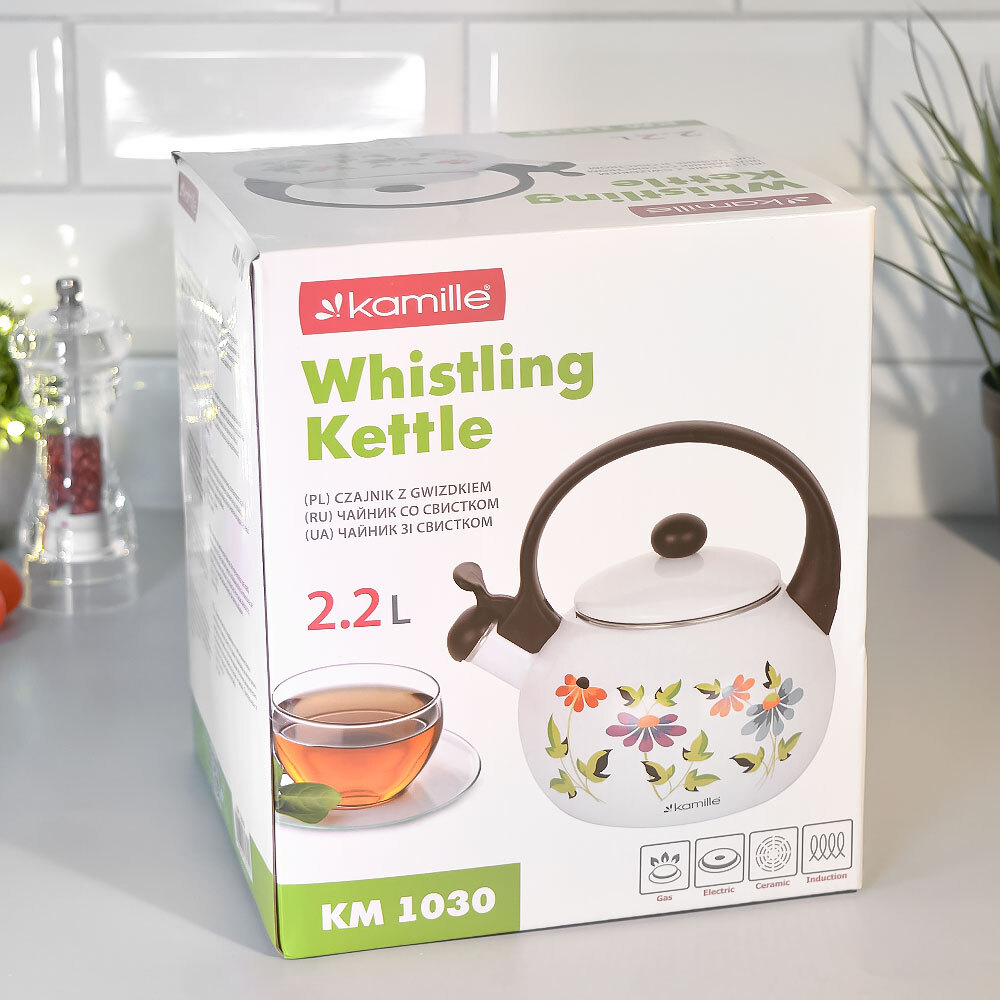 Чайник 2,2л со свистком эмалированный, 1030